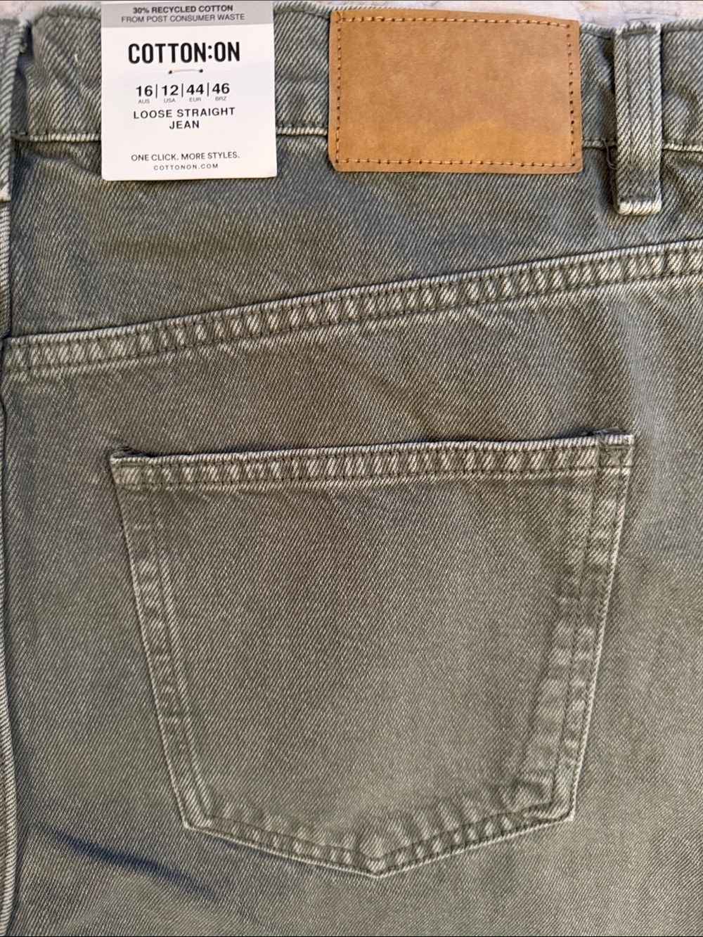 NWT Cotton On Loose Straight Women’s Jeans Smokey Green and Khaki Size US 12 - Picture 14 of 14